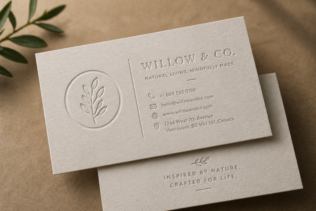 Debossing business card printing